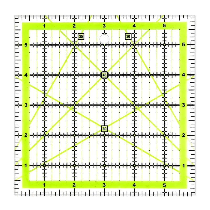 UOOU Quilting Ruler (6"X6") 1 Pack, Square Quilting Rulers Fabric Cutting Ruler Acrylic Quilters Rulers Clear Mark for Easy Precision Cutting and Crafts Quilting and Sewing - Image 1